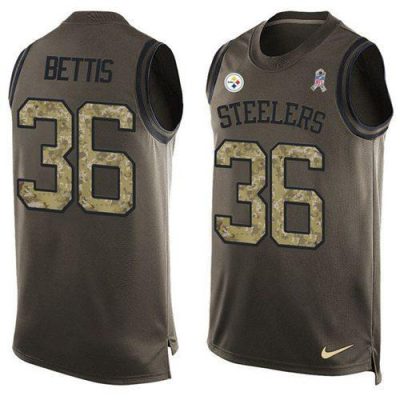 Nike Steelers #36 Jerome Bettis Green Stitched NFL Limited Salute To Service Tank Top Jersey