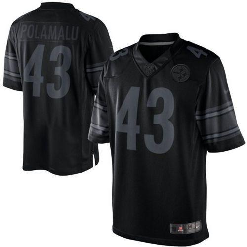 Nike Steelers #43 Troy Polamalu Black Stitched NFL Drenched Limited Jersey