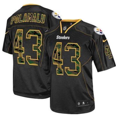 Nike Steelers #43 Troy Polamalu Black Stitched NFL Elite Camo Fashion Jersey