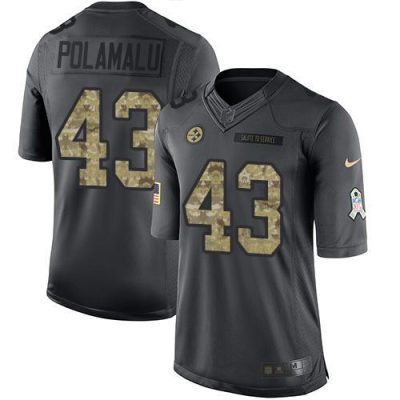 Nike Steelers #43 Troy Polamalu Black Stitched NFL Limited 2016 Salute To Service Jersey