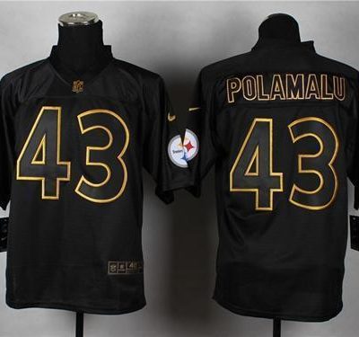 Nike Steelers #43 Troy Polamalu Black Gold No. Fashion Stitched NFL Elite Jersey