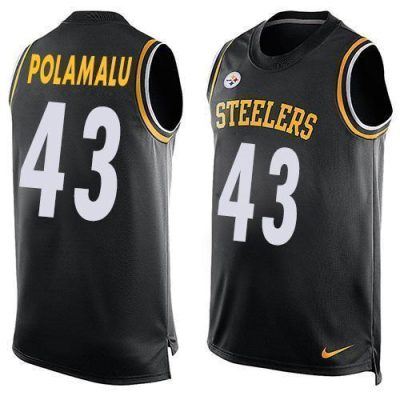 Nike Steelers #43 Troy Polamalu Black Team Color Stitched NFL Limited Tank Top Jersey
