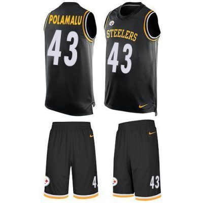 Nike Steelers #43 Troy Polamalu Black Team Color Stitched NFL Limited Tank Top Suit Jersey