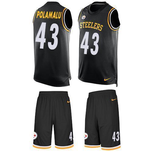 Nike Steelers #43 Troy Polamalu Black Team Color Stitched NFL Limited Tank Top Suit Jersey
