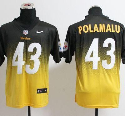 Nike Steelers #43 Troy Polamalu Black/Gold Stitched NFL Elite Fadeaway Fashion Jersey