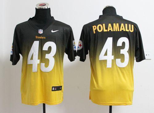 Nike Steelers #43 Troy Polamalu Black/Gold Stitched NFL Elite Fadeaway Fashion Jersey