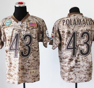 Nike Steelers #43 Troy Polamalu Camo Stitched NFL New Elite USMC Jersey
