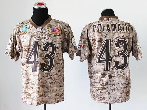 Nike Steelers #43 Troy Polamalu Camo Stitched NFL New Elite USMC Jersey