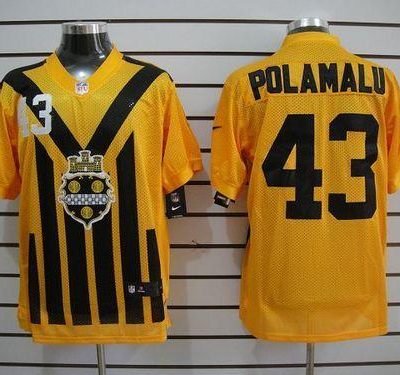 Nike Steelers #43 Troy Polamalu Gold 1933s Throwback Embroidered NFL Elite Jersey