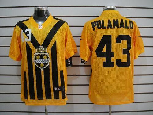 Nike Steelers #43 Troy Polamalu Gold 1933s Throwback Embroidered NFL Elite Jersey
