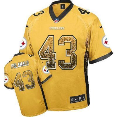 Nike Steelers #43 Troy Polamalu Gold Stitched NFL Elite Drift Fashion Jersey