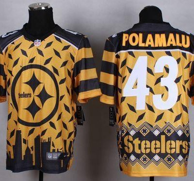 Nike Steelers #43 Troy Polamalu Gold Stitched NFL Elite Noble Fashion Jersey