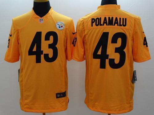 Nike Steelers #43 Troy Polamalu Gold Stitched NFL Limited Jersey