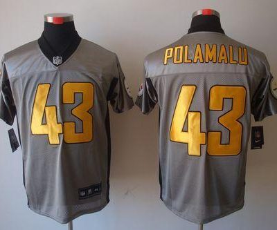 Nike Steelers #43 Troy Polamalu Grey Shadow Stitched NFL Elite Jersey