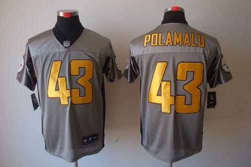 Nike Steelers #43 Troy Polamalu Grey Shadow Stitched NFL Elite Jersey