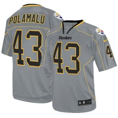 Nike Steelers #43 Troy Polamalu Lights Out Grey Stitched NFL Elite Jersey