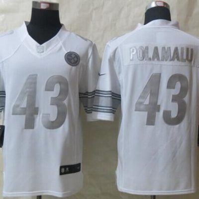 Nike Steelers #43 Troy Polamalu White Stitched NFL Limited Platinum Jersey