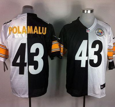 Nike Steelers #43 Troy Polamalu White/Black Stitched NFL Elite Split Jersey