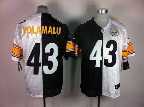 Nike Steelers #43 Troy Polamalu White/Black Stitched NFL Elite Split Jersey