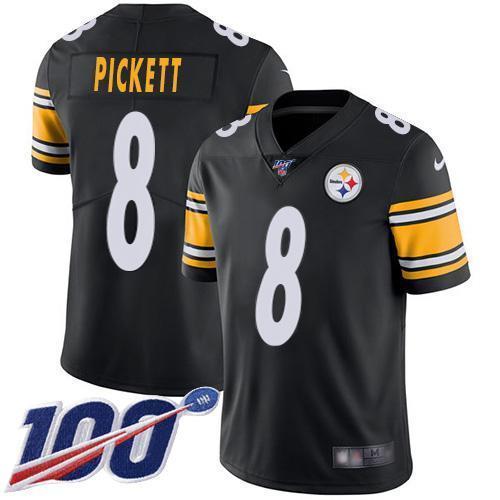 Nike Steelers #8 Kenny Pickett Black Team Color Stitched NFL 100th Season Vapor Limited Jersey
