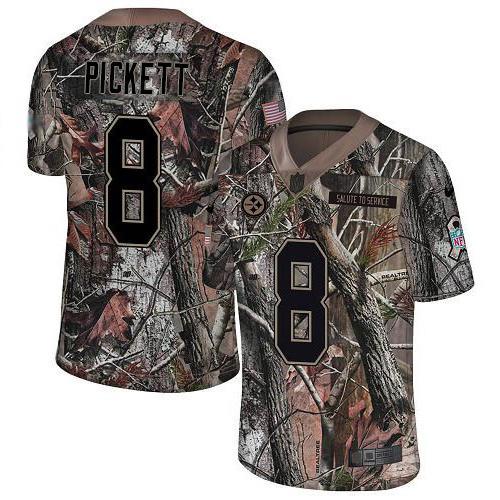 Nike Steelers #8 Kenny Pickett Camo Stitched NFL Limited Rush Realtree Jersey