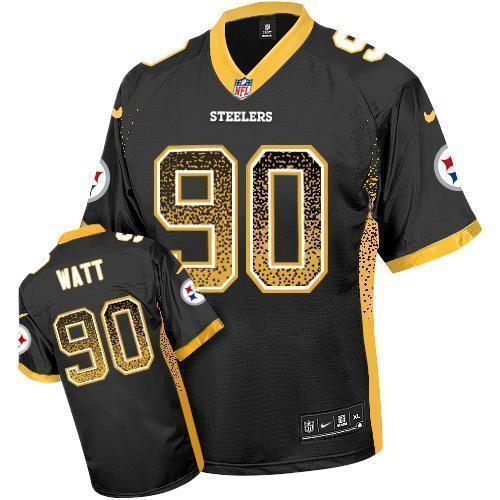 Nike Steelers #90 T. J. Watt Black Team Color Stitched NFL Elite Drift Fashion Jersey