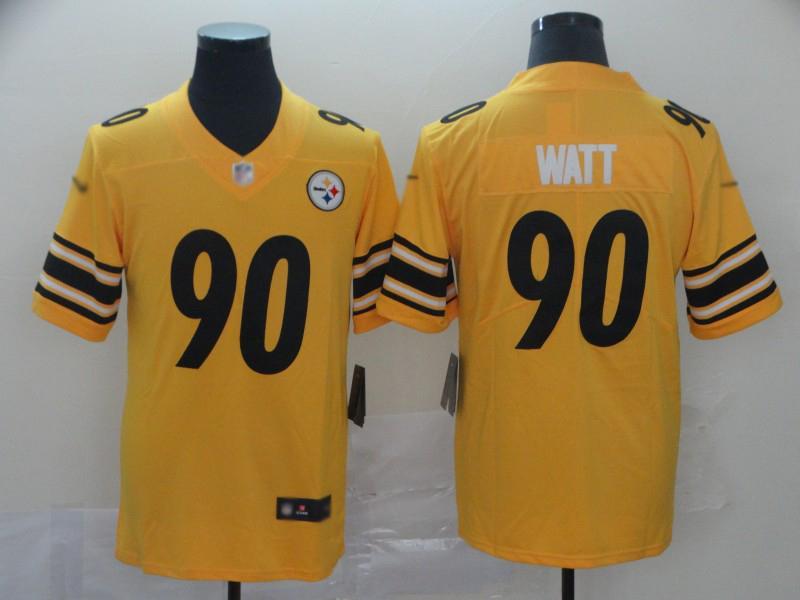 Nike Steelers #90 T. J. Watt Gold Stitched NFL Limited Inverted Legend Jersey