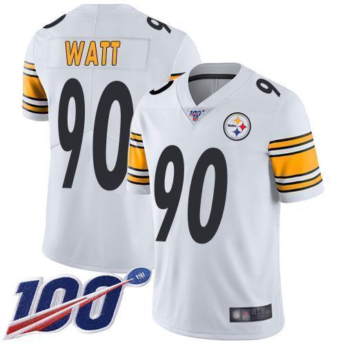 Nike Steelers #90 T. J. Watt White Stitched NFL 100th Season Vapor Limited Jersey