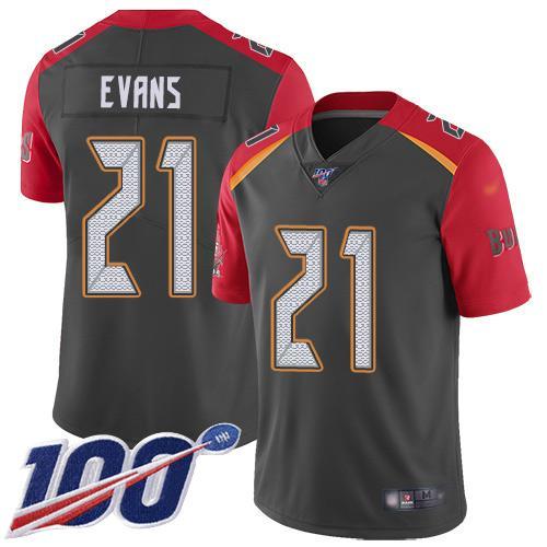 Nike Tampa Bay Buccaneers #21 Justin Evans Gray Stitched NFL Limited Inverted Legend 100th Season Jersey