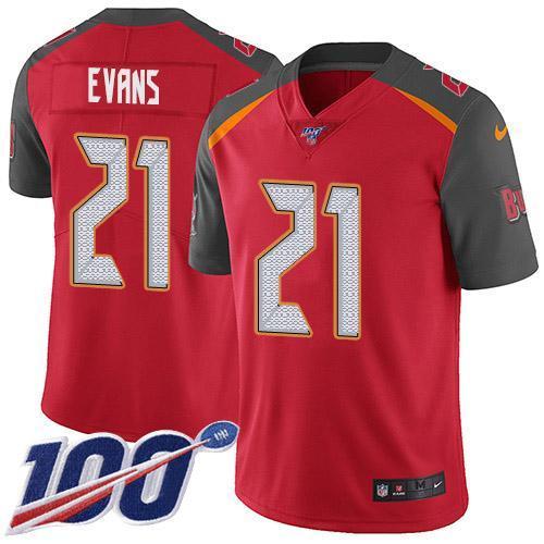 Nike Tampa Bay Buccaneers #21 Justin Evans Red Team Color Stitched NFL 100th Season Vapor Untouchable Limited Jersey