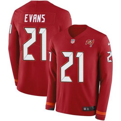 Nike Tampa Bay Buccaneers #21 Justin Evans Red Team Color Stitched NFL Limited Therma Long Sleeve Jersey