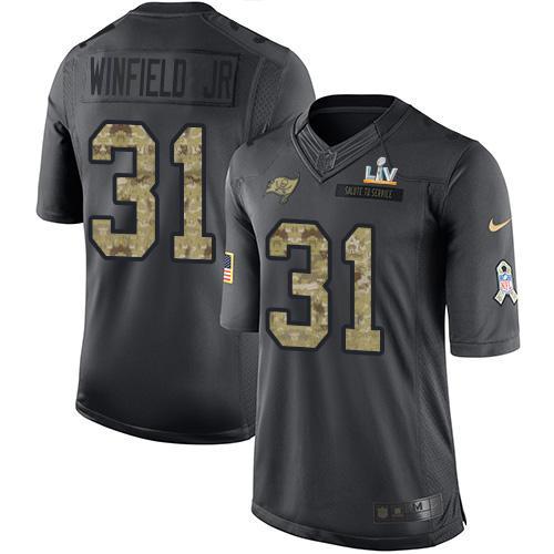 Nike Tampa Bay Buccaneers #31 Antoine Winfield Jr. Black Super Bowl LV Bound Stitched NFL Limited 2016 Salute to Service Jersey