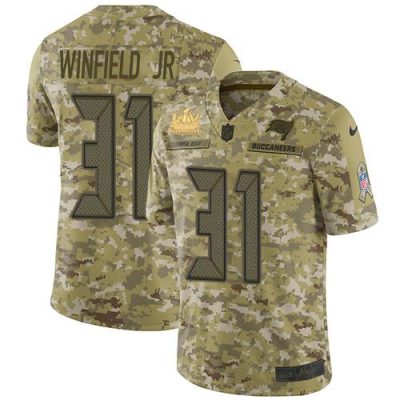 Nike Tampa Bay Buccaneers #31 Antoine Winfield Jr. Camo Super Bowl LV Champions Patch Stitched NFL Limited 2018 Salute To Service Jersey