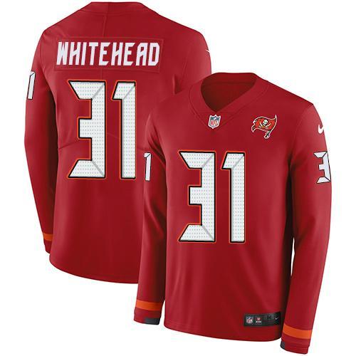 Nike Tampa Bay Buccaneers #31 Jordan Whitehead Red Team Color Stitched NFL Limited Therma Long Sleeve Jersey