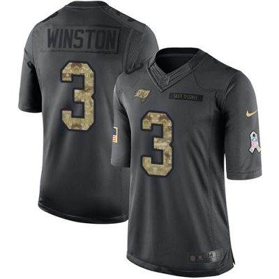Nike Tampa Bay Buccaneers #3 Jameis Winston Black Stitched NFL Limited 2016 Salute to Service Jersey