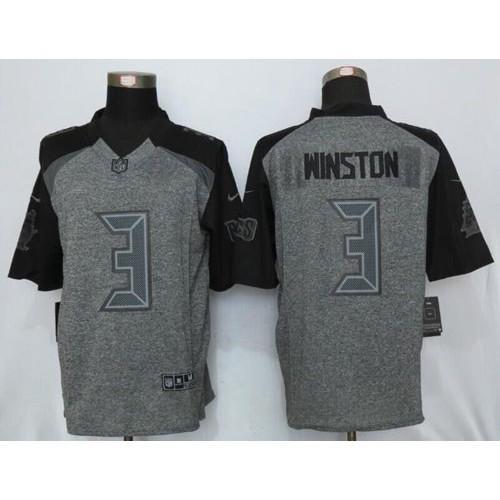 Nike Tampa Bay Buccaneers #3 Jameis Winston Gray Stitched NFL Limited Gridiron Gray Jersey