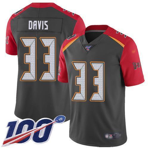 Nike Tampa Bay Buccaneers #33 Carlton Davis III Gray Stitched NFL Limited Inverted Legend 100th Season Jersey