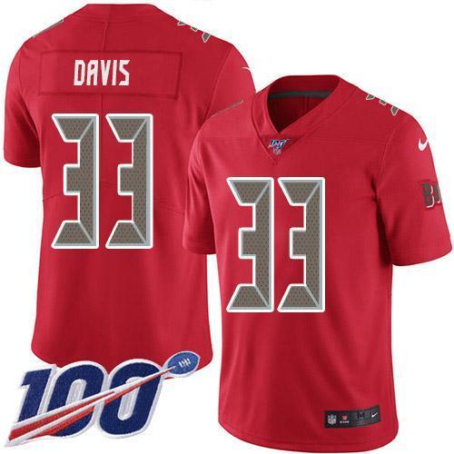 Nike Tampa Bay Buccaneers #33 Carlton Davis III Red Stitched NFL Limited Rush 100th Season Jersey