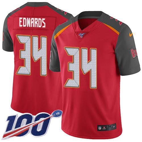 Nike Tampa Bay Buccaneers #34 Mike Edwards Red Team Color Stitched NFL 100th Season Vapor Untouchable Limited Jersey