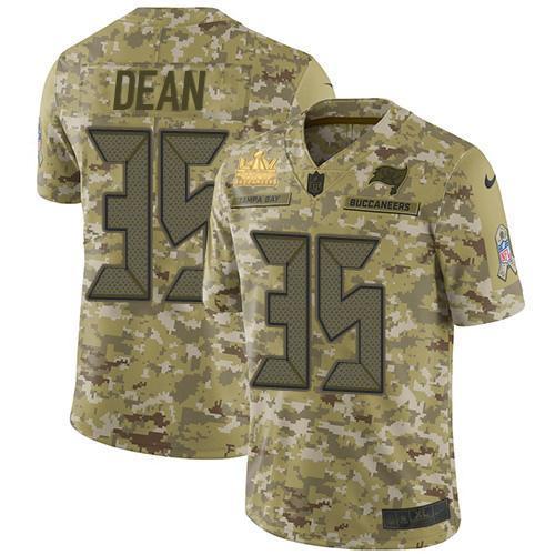 Nike Tampa Bay Buccaneers #35 Jamel Dean Camo Super Bowl LV Champions Patch Stitched NFL Limited 2018 Salute To Service Jersey