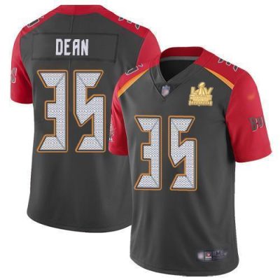 Nike Tampa Bay Buccaneers #35 Jamel Dean Gray Super Bowl LV Champions Patch Stitched NFL Limited Inverted Legend Jersey