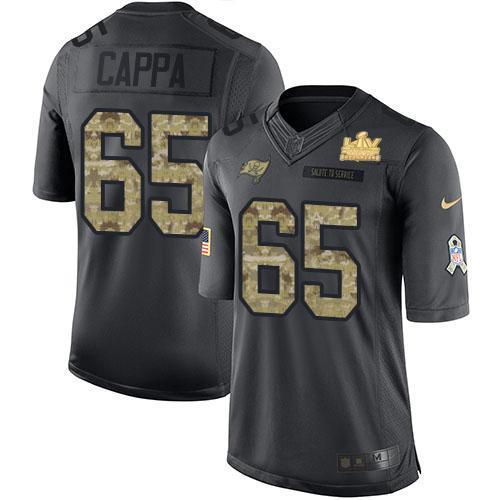Nike Tampa Bay Buccaneers #65 Alex Cappa Black Super Bowl LV Champions Patch NFL Limited 2016 Salute to Service Jersey