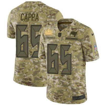 Nike Tampa Bay Buccaneers #65 Alex Cappa Camo Super Bowl LV Champions Patch Stitched NFL Limited 2018 Salute To Service Jersey