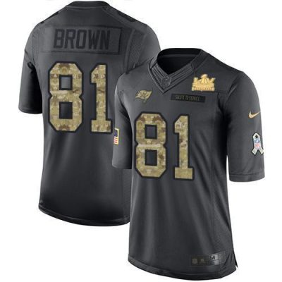Nike Tampa Bay Buccaneers #81 Antonio Brown Black Super Bowl LV Champions Patch NFL Limited 2016 Salute to Service Jersey