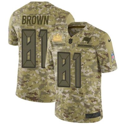 Nike Tampa Bay Buccaneers #81 Antonio Brown Camo Super Bowl LV Champions Patch Stitched NFL Limited 2018 Salute To Service Jersey