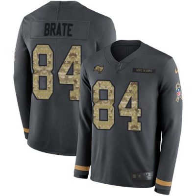 Nike Tampa Bay Buccaneers #84 Cameron Brate Anthracite Salute to Service Stitched NFL Limited Therma Long Sleeve Jersey