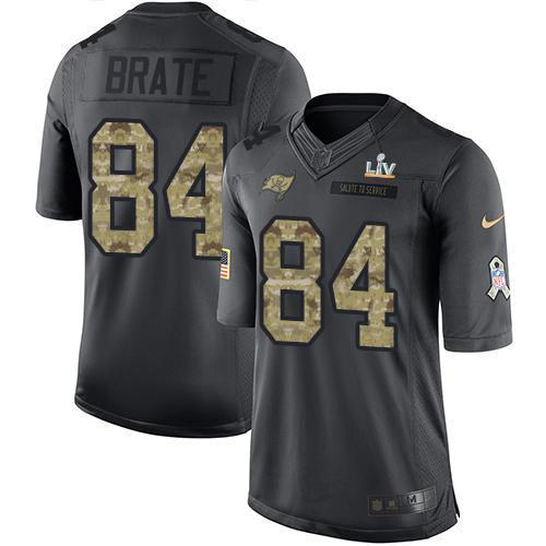 Nike Tampa Bay Buccaneers #84 Cameron Brate Black Super Bowl LV Bound Stitched NFL Limited 2016 Salute to Service Jersey