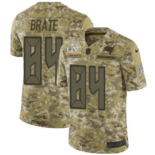 Nike Tampa Bay Buccaneers #84 Cameron Brate Camo Super Bowl LV Bound Stitched NFL Limited 2018 Salute To Service Jersey