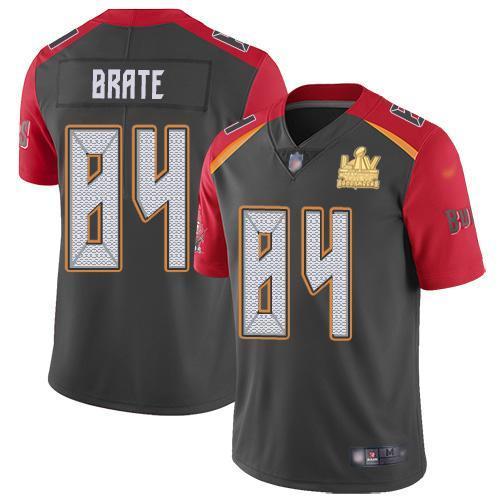 Nike Tampa Bay Buccaneers #84 Cameron Brate Gray Super Bowl LV Champions Patch Stitched NFL Limited Inverted Legend Jersey