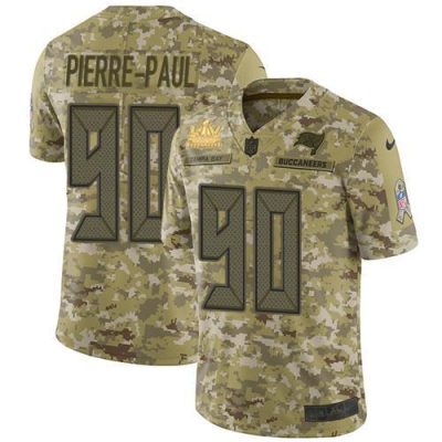 Nike Tampa Bay Buccaneers #90 Jason Pierre-Paul Camo Super Bowl LV Champions Patch Stitched NFL Limited 2018 Salute To Service Jersey